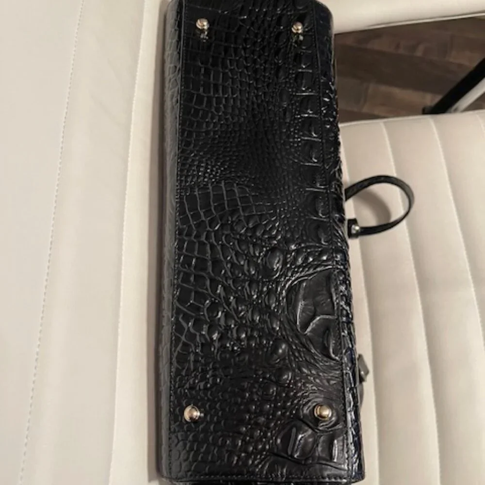 Black Croc-Embossed Laptop Tote Bag